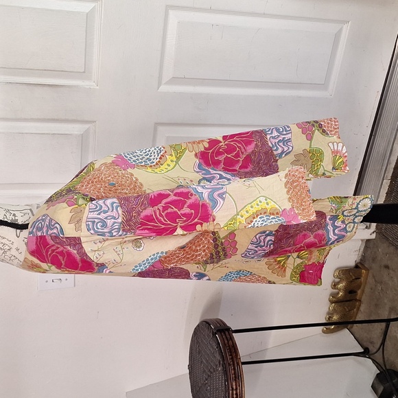 Sam Hilus Classic Tunic Floral Cotton Cover Up Women Size L - Picture 6 of 6